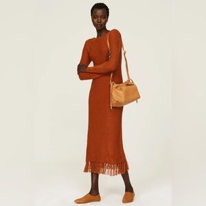 Pamela Love Orange Fringe Sweater Dress